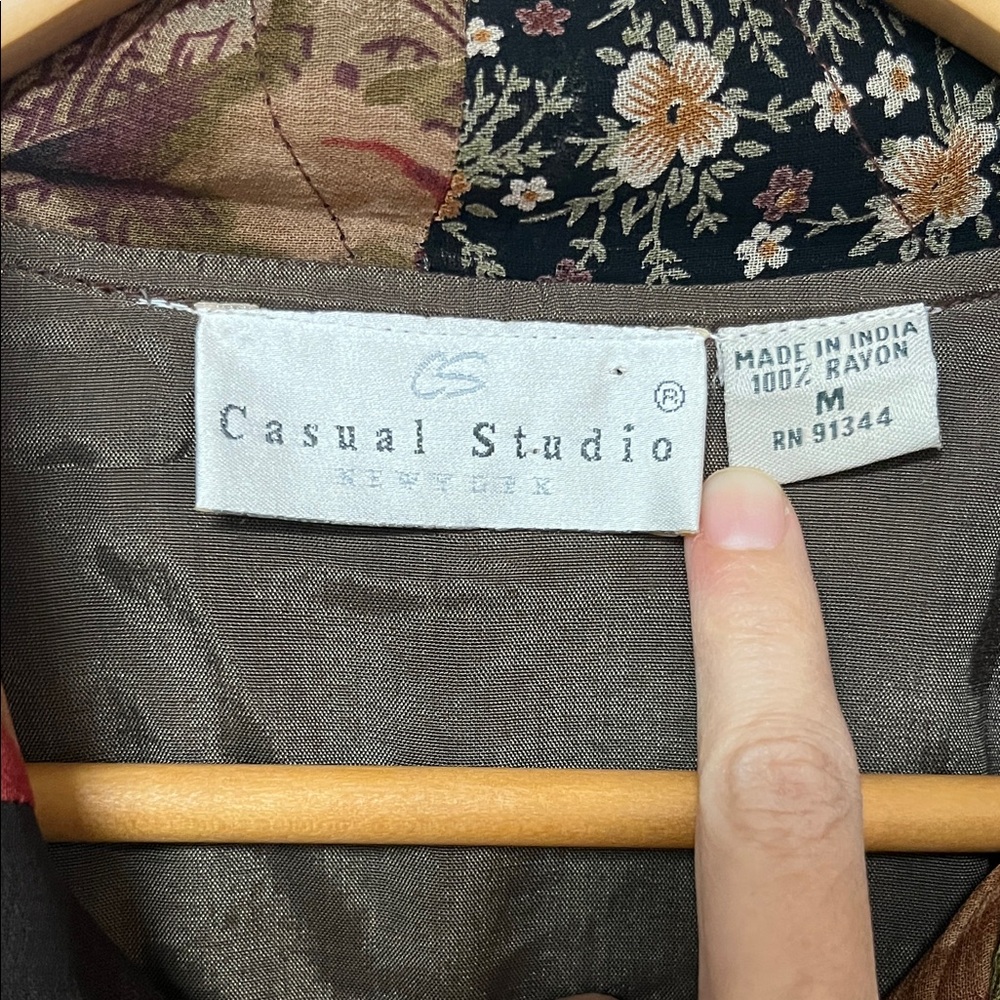 Vintage Casual Studio Patchwork Jacket Button Dow… - image 2